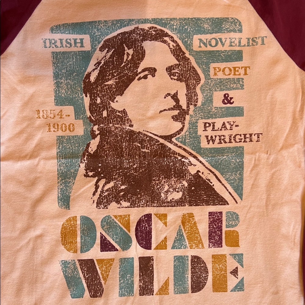 Peek Maroon and Cream Long Sleeve Oscar Wilde Front/Back Tee - Picture 2 of 6